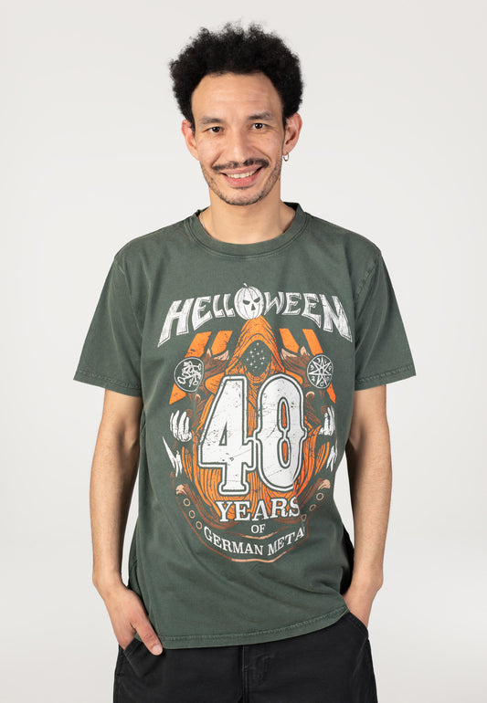 Helloween 40 Years Biker Stone Wash Green T-Shirt