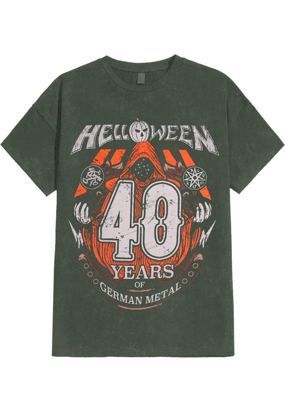 Helloween 40 Years Biker Stone Wash Green T-Shirt